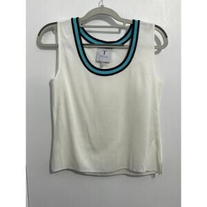 Toula Tank Top XS White Aqua Black Trim Old Money Tennis Golf Preppy NWT
